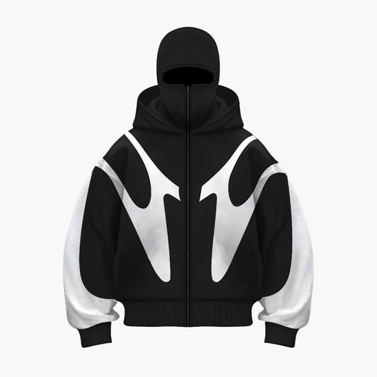 Men's Streetwear Balaclava Full-Zip Hoodie with Face Cover – Urban Outdoor Style