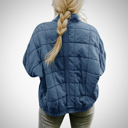 Women's Oversized Quilted Fleece Jacket Casual Winter Outerwear