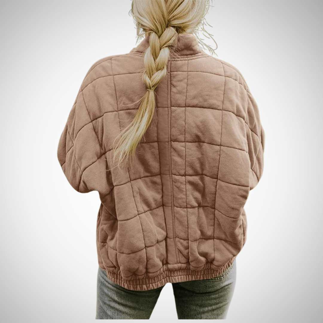 Women's Oversized Quilted Fleece Jacket Casual Winter Outerwear