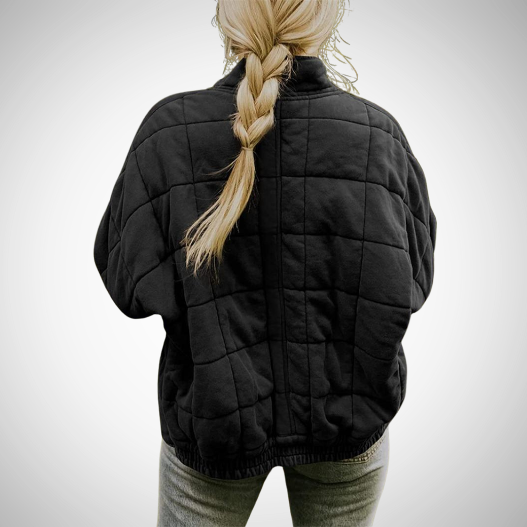 Women's Oversized Quilted Fleece Jacket Casual Winter Outerwear