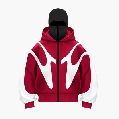 Men's Streetwear Balaclava Full-Zip Hoodie with Face Cover – Urban Outdoor Style