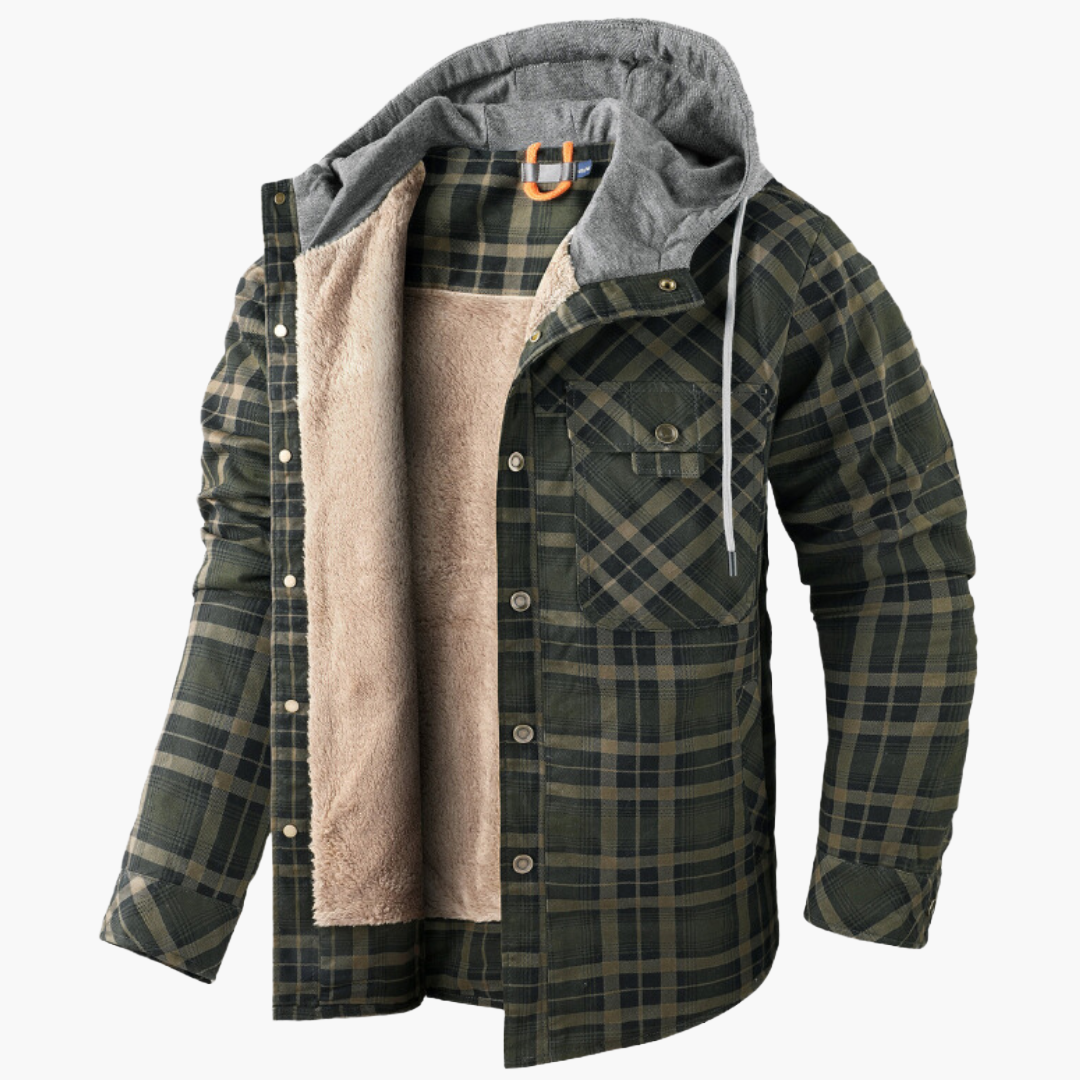 Men's Hooded Plaid Lumber Jacket for Everyday and Outdoor Comfort