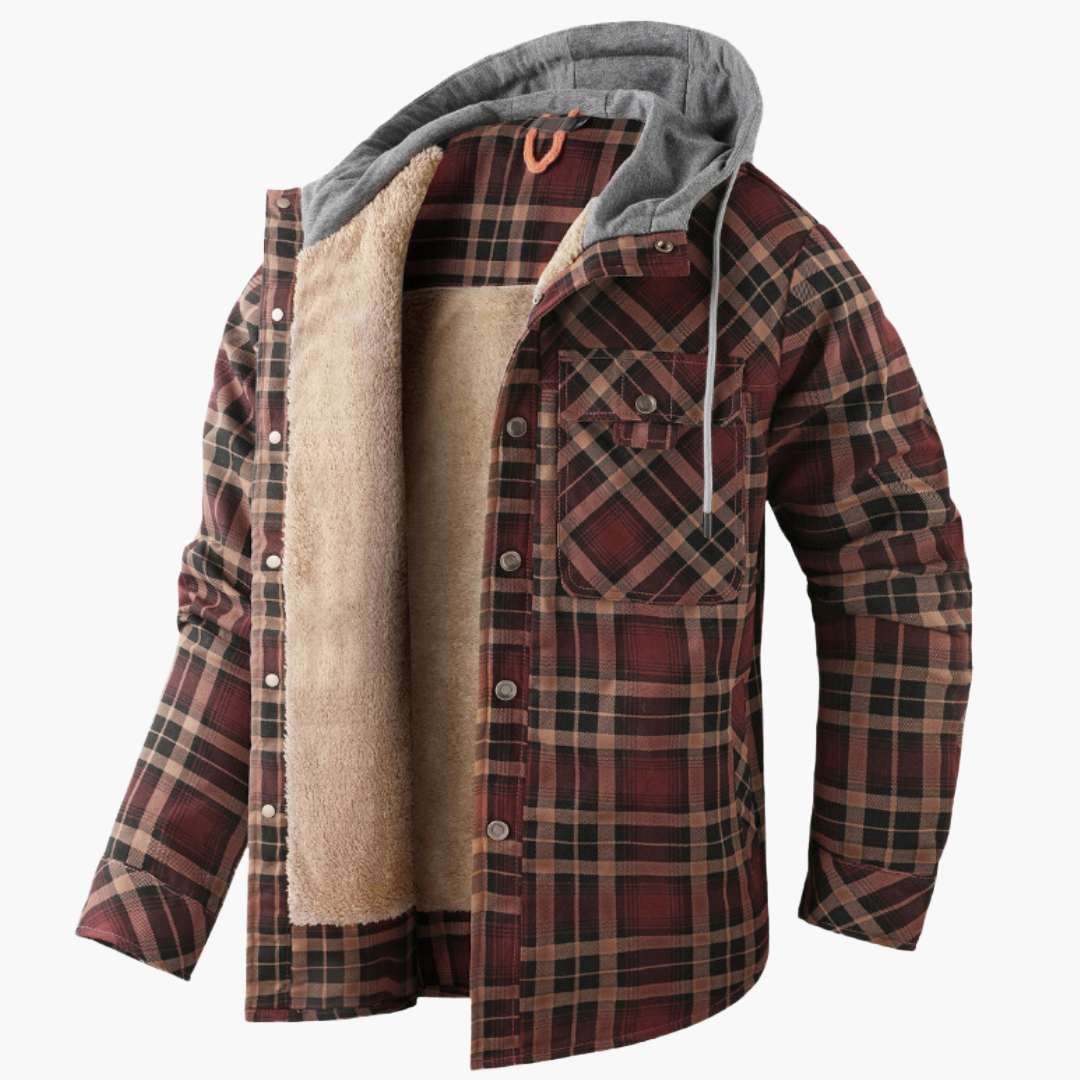 Men's Hooded Plaid Lumber Jacket for Everyday and Outdoor Comfort