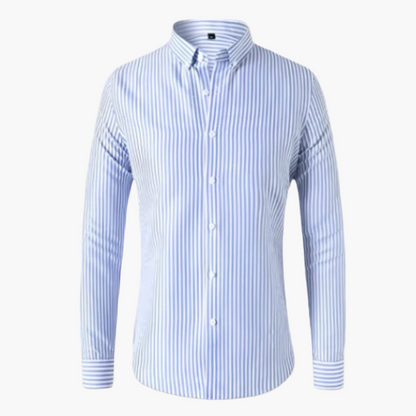 Men's Classic Striped Button-Up Dress Shirt for Business and Formal Wear