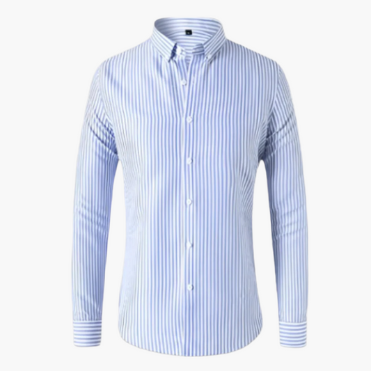 Men's Classic Striped Button-Up Dress Shirt for Business and Formal Wear
