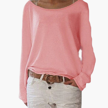 Women's Casual Off-Shoulder Long Sleeve Top – Relaxed Chic Everyday Blouse