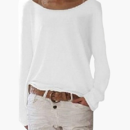 Women's Casual Off-Shoulder Long Sleeve Top – Relaxed Chic Everyday Blouse