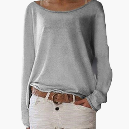 Women's Casual Off-Shoulder Long Sleeve Top – Relaxed Chic Everyday Blouse