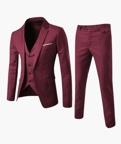 Men's Classic Three-Piece Suit with Vest – Formal Business & Wedding Attire