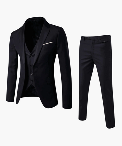 Men's Classic Three-Piece Suit with Vest – Formal Business & Wedding Attire