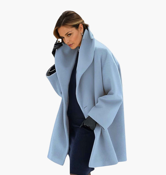 Women's Elegant Oversized Lapel Wool-Feel Coat – Modern Office & Everyday Style