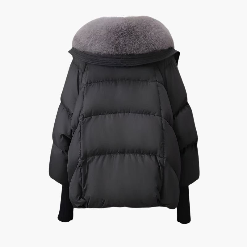 Women's Glamorous Fur Collar Puffer Windbreaker Jacket – Elegant Winterwear