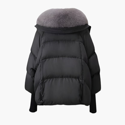 Women's Glamorous Fur Collar Puffer Windbreaker Jacket – Elegant Winterwear