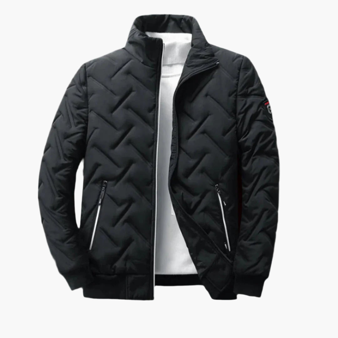 Men's Quilted Winter Bomber Jacket – Elegant Warm Zip-Up Outerwear for Cold Weather