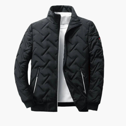 Men's Quilted Winter Bomber Jacket – Elegant Warm Zip-Up Outerwear for Cold Weather