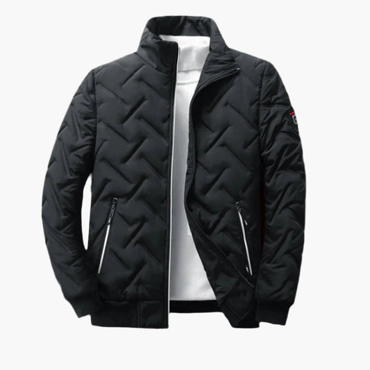 Men's Quilted Winter Bomber Jacket – Elegant Warm Zip-Up Outerwear for Cold Weather