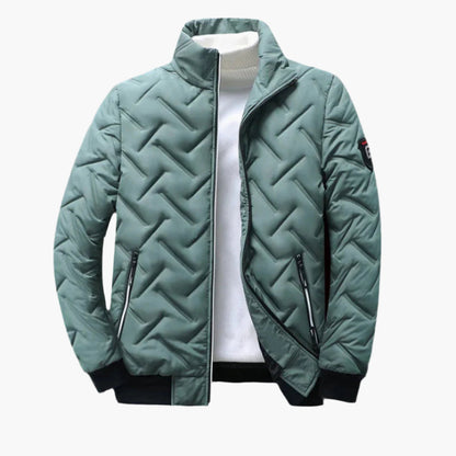 Men's Quilted Winter Bomber Jacket – Elegant Warm Zip-Up Outerwear for Cold Weather