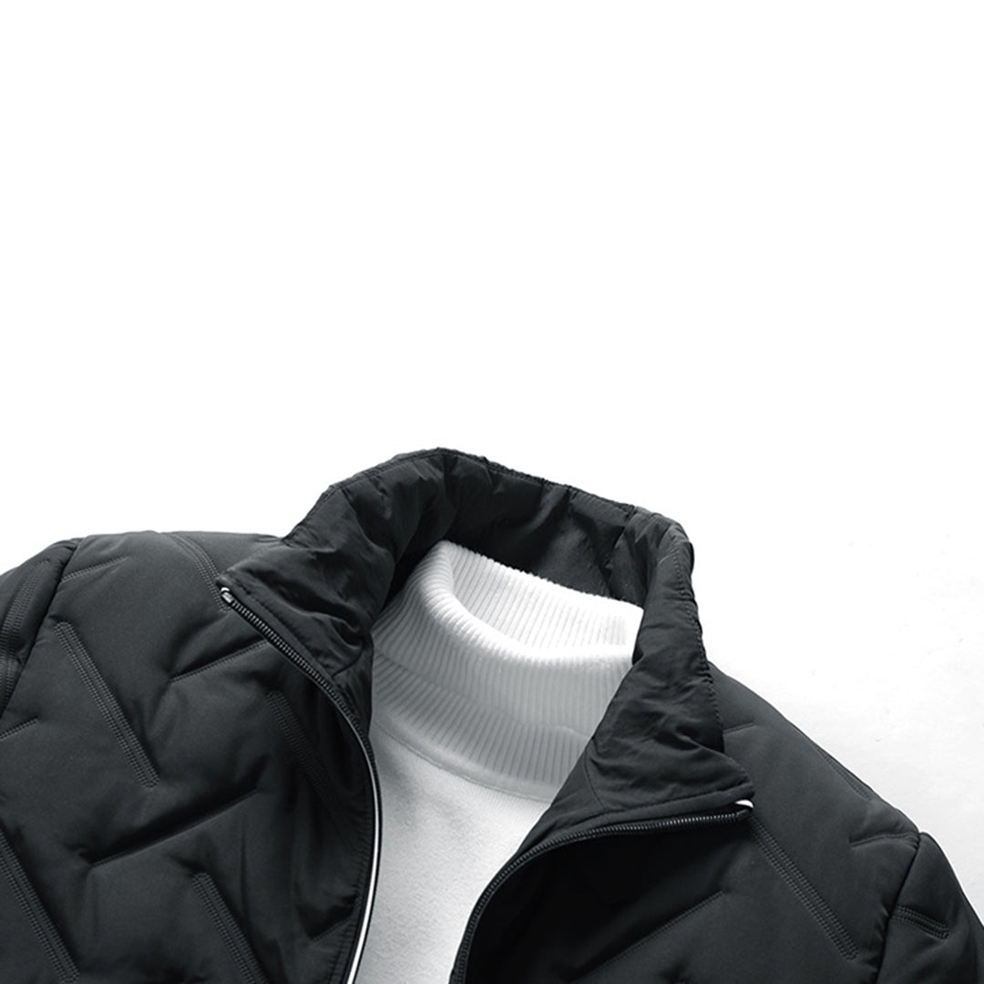 Men's Quilted Winter Bomber Jacket – Elegant Warm Zip-Up Outerwear for Cold Weather