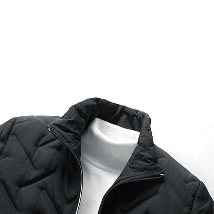 Men's Quilted Winter Bomber Jacket – Elegant Warm Zip-Up Outerwear for Cold Weather