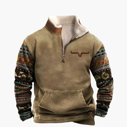 Men's Southwest Style Quarter-Zip Pullover – Casual Modern Comfort Sweatshirt