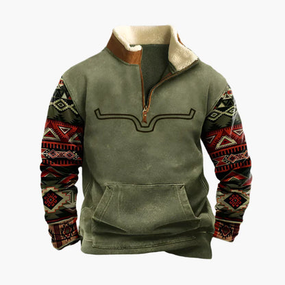 Men's Southwest Style Quarter-Zip Pullover – Casual Modern Comfort Sweatshirt