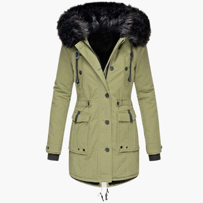 Women's Winter Parka Jacket with Faux Fur Hood – Elegant Outdoor Style for Cold Weather