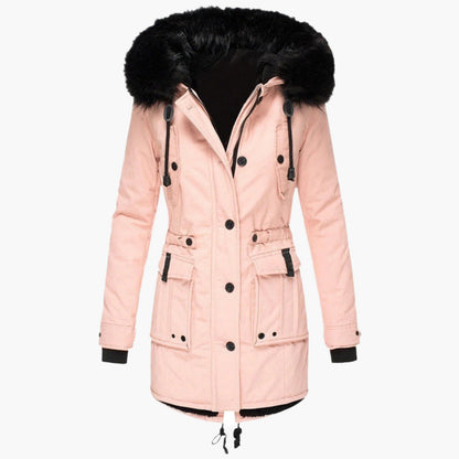 Women's Winter Parka Jacket with Faux Fur Hood – Elegant Outdoor Style for Cold Weather