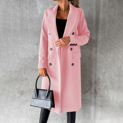 Women's Elegant Double-Breasted Winter Coat – Formal & Casual Chic Outerwear
