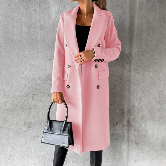 Women's Elegant Double-Breasted Winter Coat – Formal & Casual Chic Outerwear