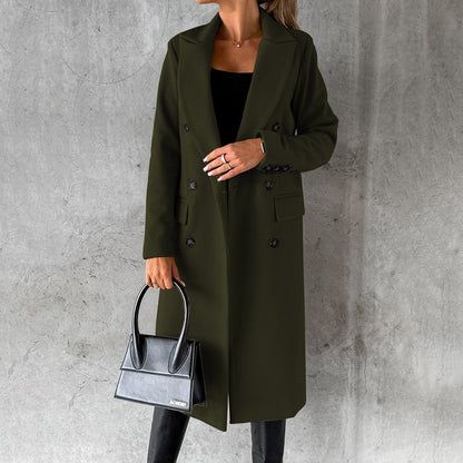 Women's Elegant Double-Breasted Winter Coat – Formal & Casual Chic Outerwear