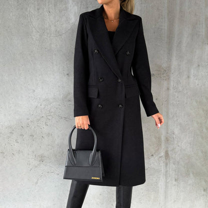 Women's Elegant Double-Breasted Winter Coat – Formal & Casual Chic Outerwear