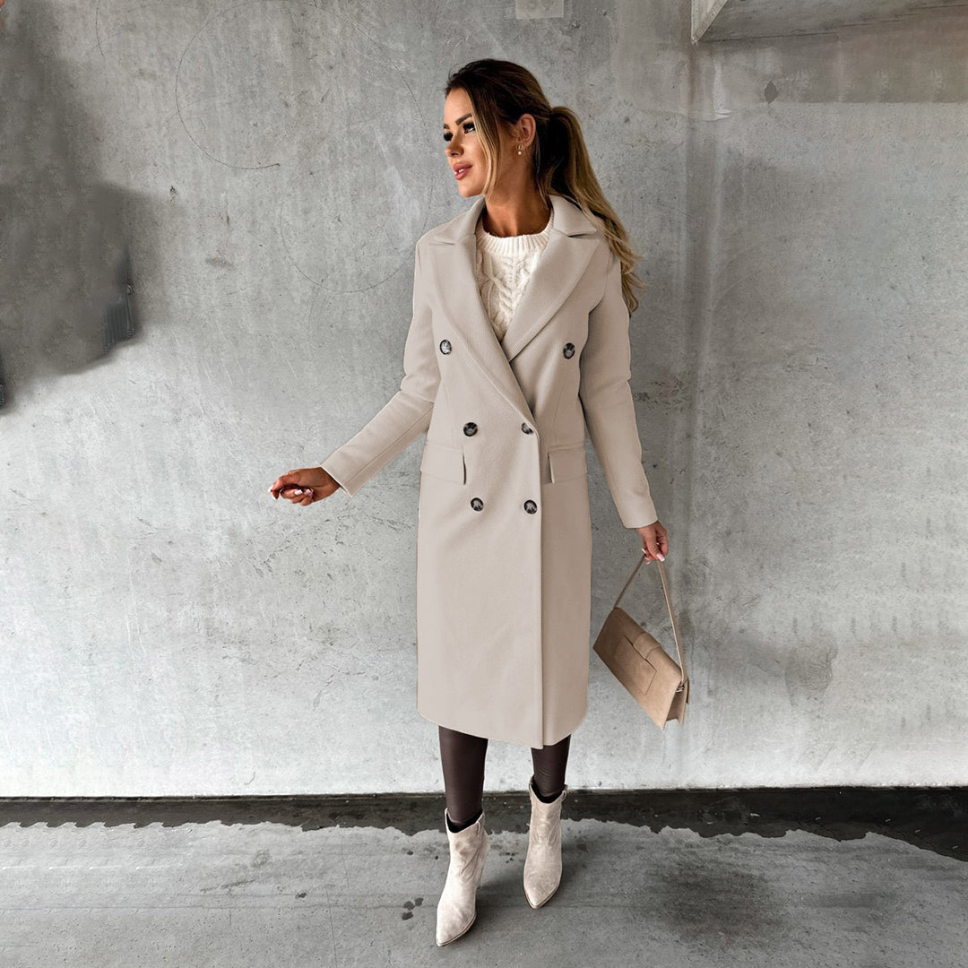 Women's Elegant Double-Breasted Winter Coat – Formal & Casual Chic Outerwear