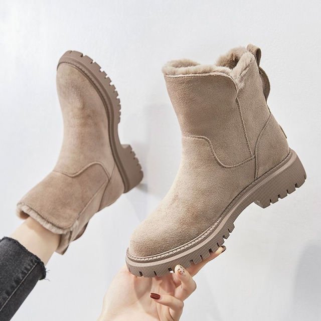 Women's Winter Waterproof Fur-Lined Casual Boots with Non-Slip Sole