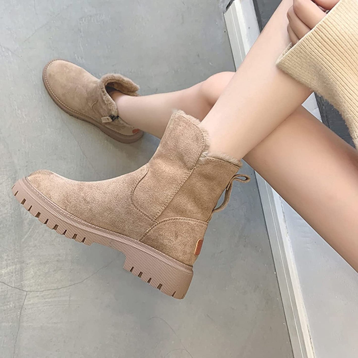 Women's Winter Waterproof Fur-Lined Casual Boots with Non-Slip Sole