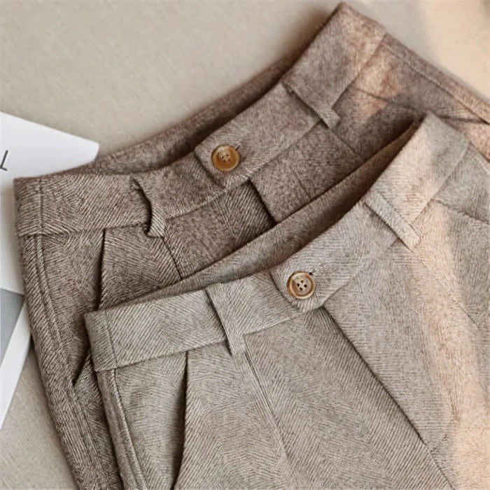 Women's Elegant Wool Trousers - Classic Fit, Business & Formal Style