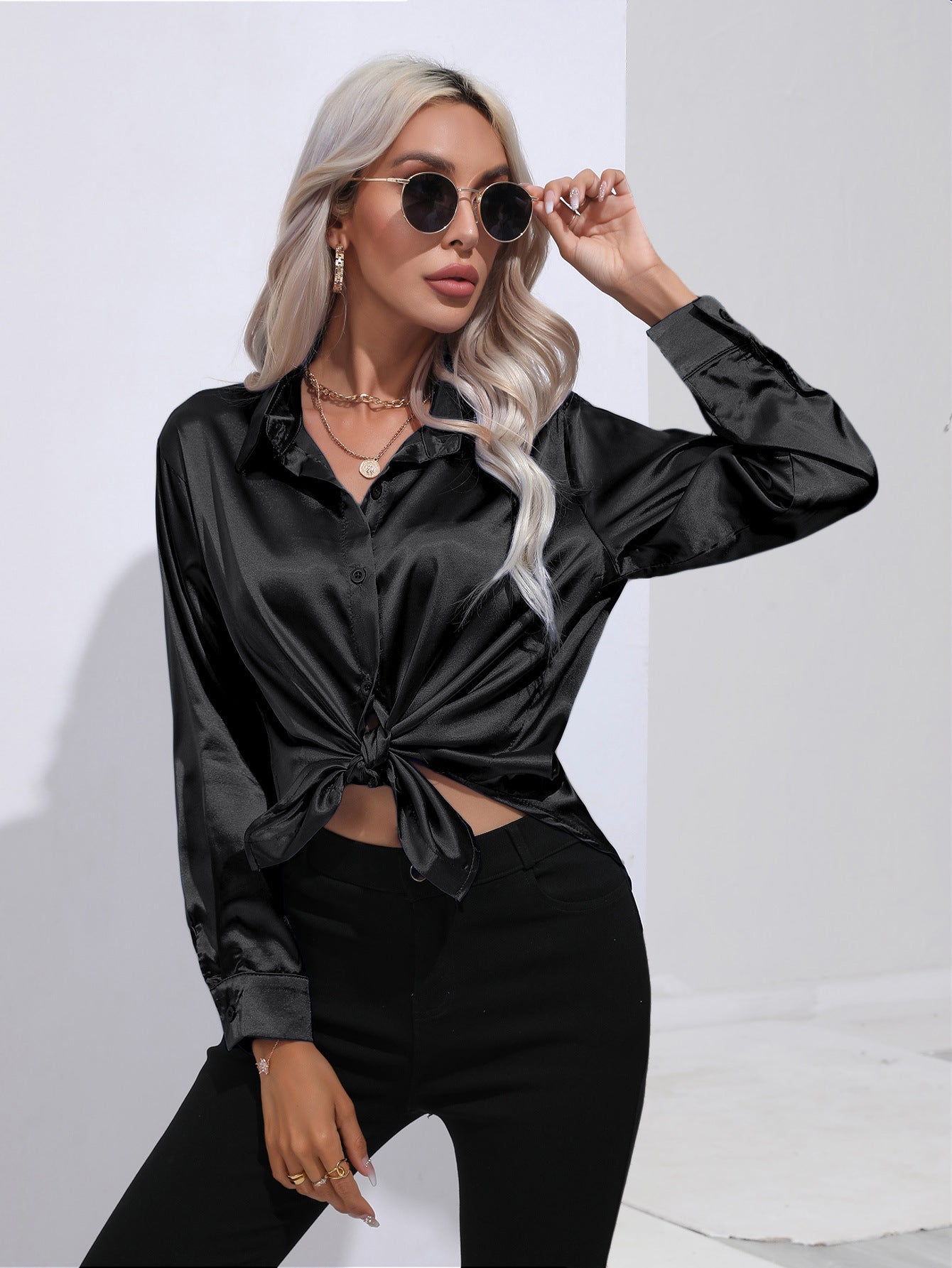Harriet – Elegant Women's Satin Shirt