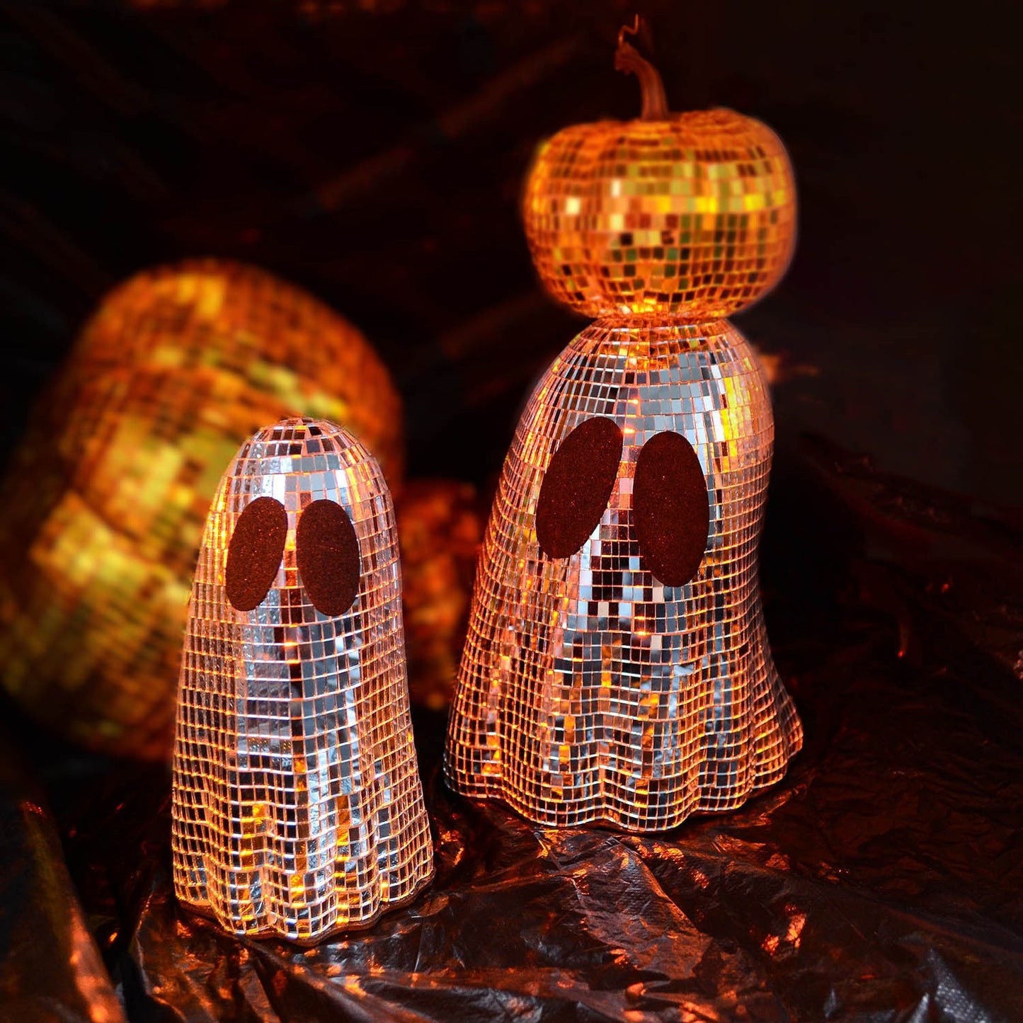 Halloween Disco Ball Ghost Decoration – Spooky Party Home Accent