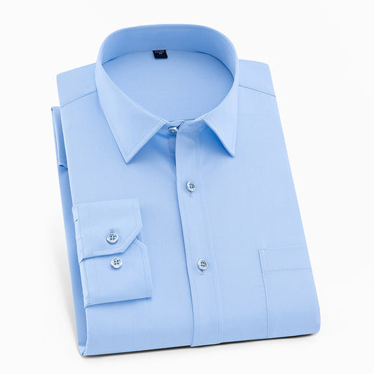 Nigel – Men's Solid Color Square Collar Long-sleeved Shirt