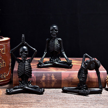 Halloween Skeleton Yoga Figurine Set – Spooky Meditation Decorations for Parties & Home