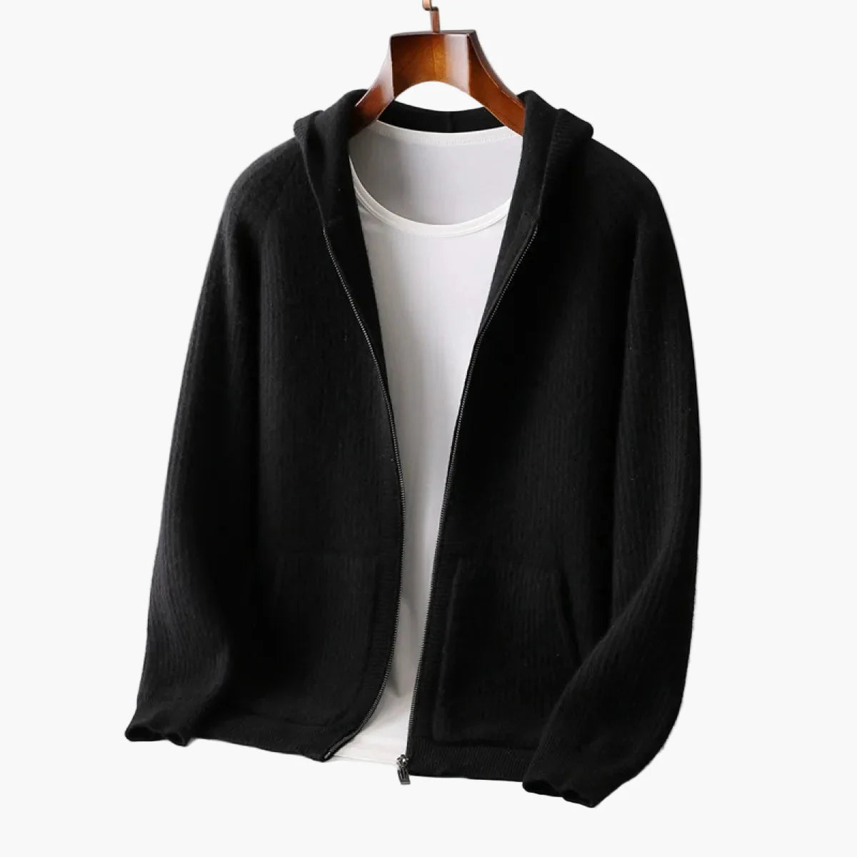 Men's Premium Merino Wool Knit Hoodie – Handmade Casual Style for Everyday Comfort