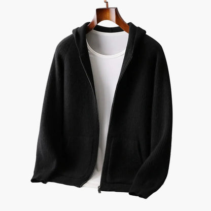 Men's Premium Merino Wool Knit Hoodie – Handmade Casual Style for Everyday Comfort