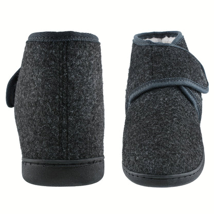 Men's Vintage Comfort Indoor Slippers with Ankle Strap and Velcro Closure