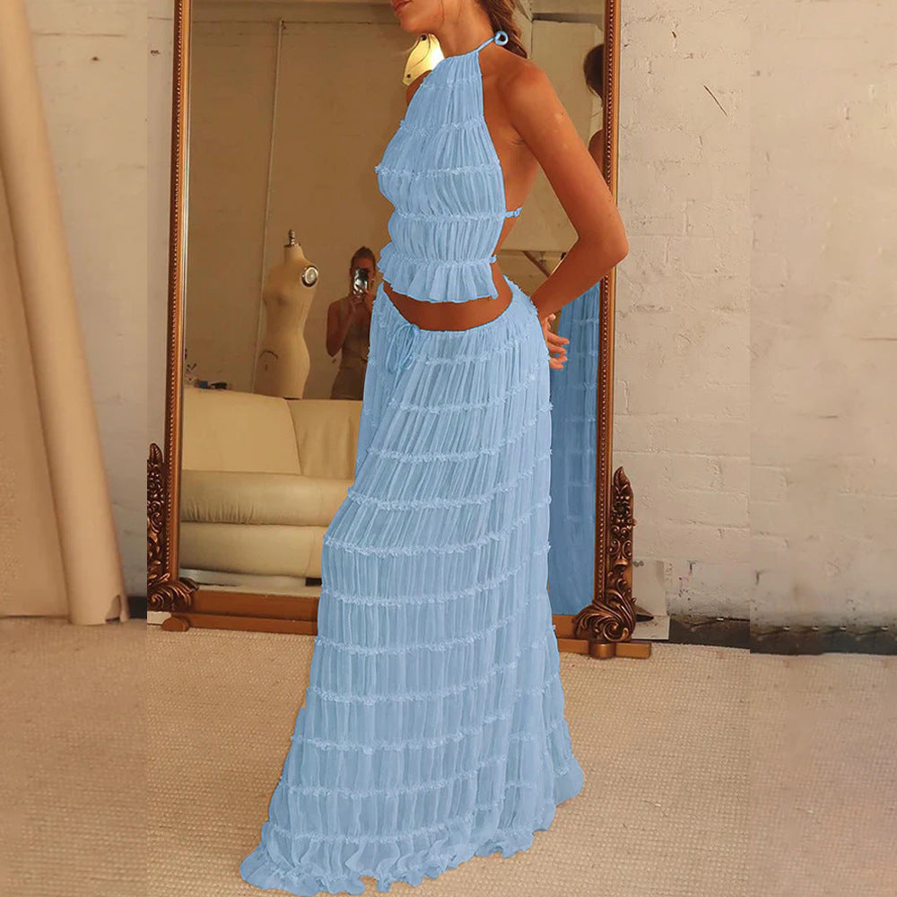 Amelia – Elegant Sleeveless Halter Dress Set