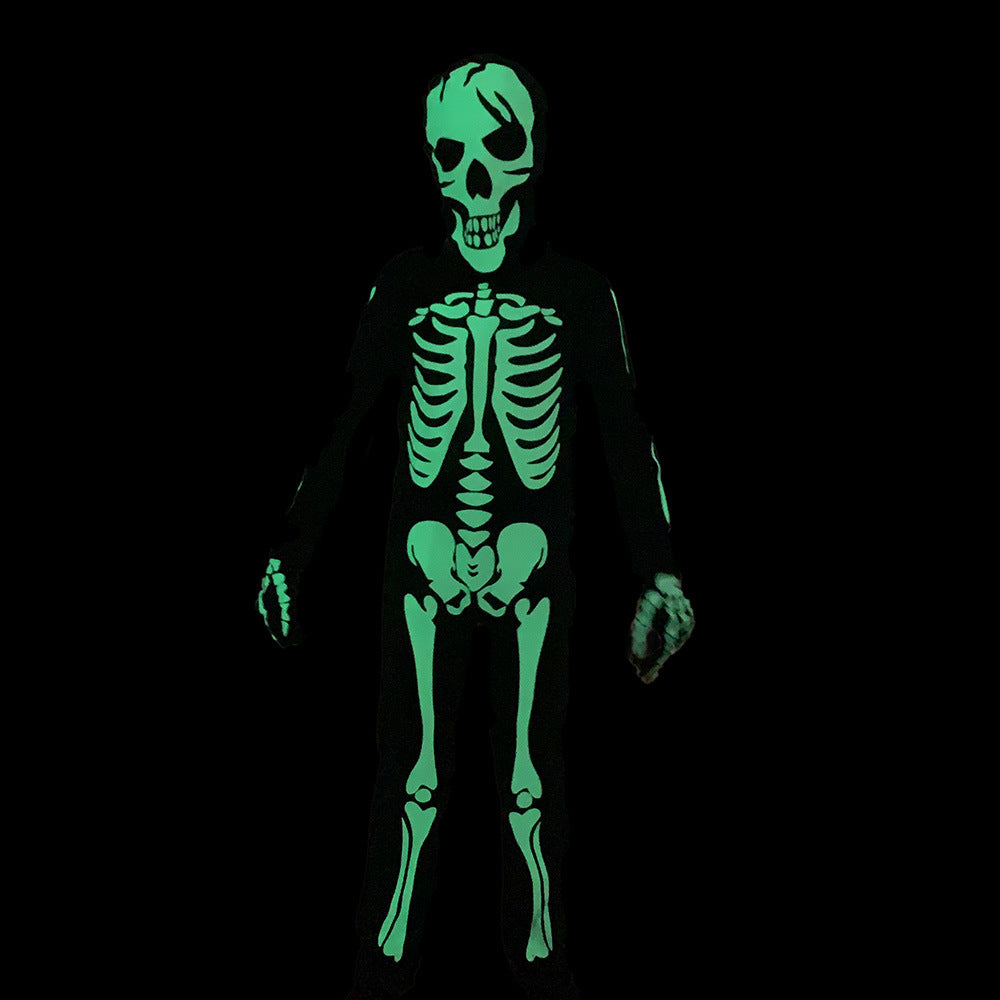 Halloween Glow-in-the-Dark Skeleton Costume for Kids – Spooky Party Bodysuit