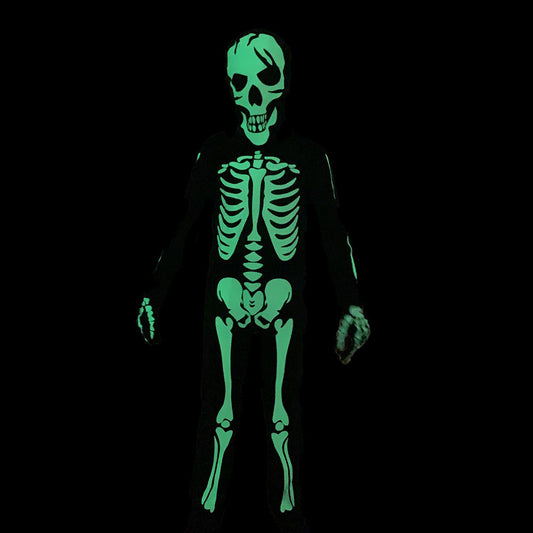 Halloween Glow-in-the-Dark Skeleton Costume for Kids – Spooky Party Bodysuit