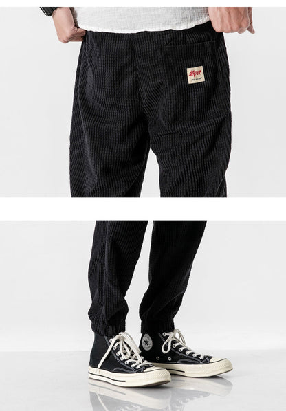 Stuart – Solid Color Distressed Men's Corduroy Harem Pants