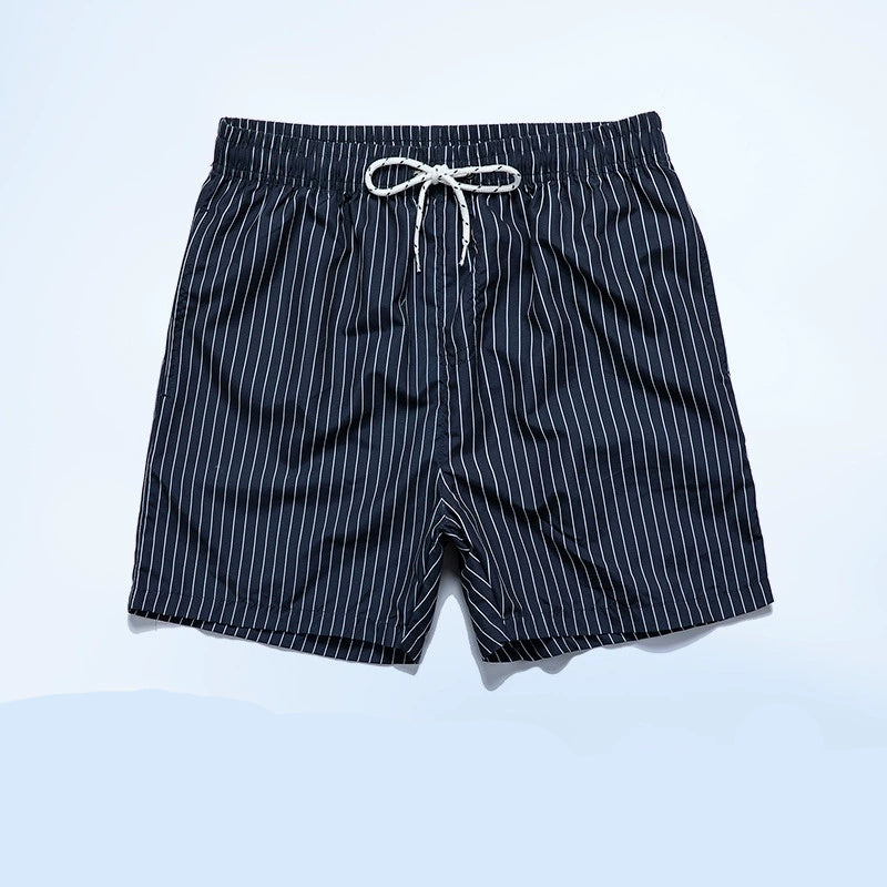 Men's Striped Casual Beach Shorts with Drawstring – Relaxed Fit Summer Swimwear