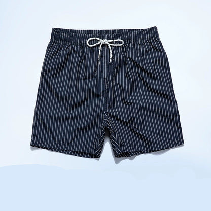Men's Striped Casual Beach Shorts with Drawstring – Relaxed Fit Summer Swimwear
