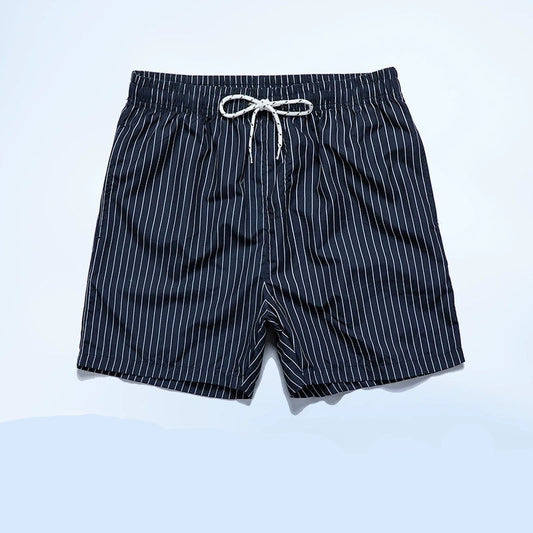 Men's Striped Casual Beach Shorts with Drawstring – Relaxed Fit Summer Swimwear