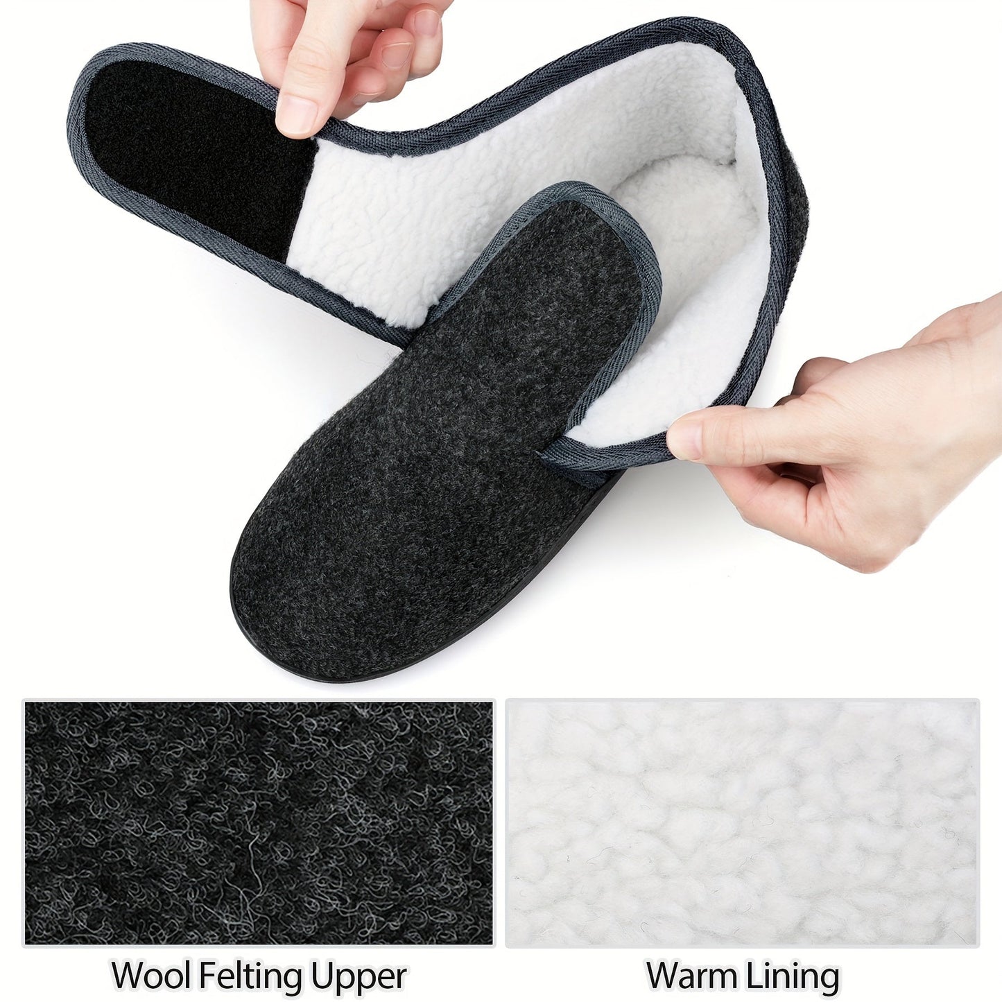 Men's Vintage Comfort Indoor Slippers with Ankle Strap and Velcro Closure